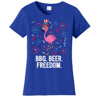 4th Of July Bbq Beer Freedom Flamingo Us Flag Patriotic Gift Women's T-Shirt