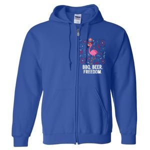 4th Of July Bbq Beer Freedom Flamingo Us Flag Patriotic Gift Full Zip Hoodie