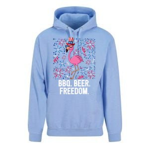 4th Of July Bbq Beer Freedom Flamingo Us Flag Patriotic Gift Unisex Surf Hoodie