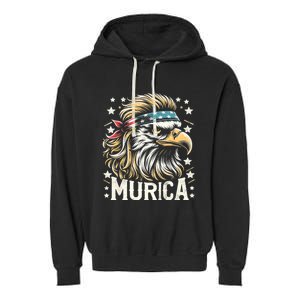 4th Of July Patriotic Funny Eagle July 4th Usa Murica Garment-Dyed Fleece Hoodie