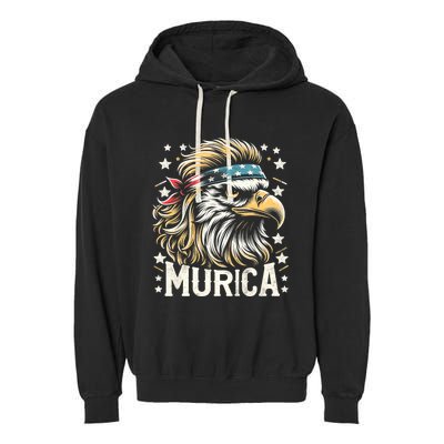 4th Of July Patriotic Funny Eagle July 4th Usa Murica Garment-Dyed Fleece Hoodie