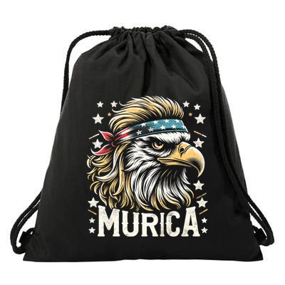 4th Of July Patriotic Funny Eagle July 4th Usa Murica Drawstring Bag