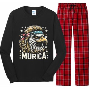 4th Of July Patriotic Funny Eagle July 4th Usa Murica Long Sleeve Pajama Set