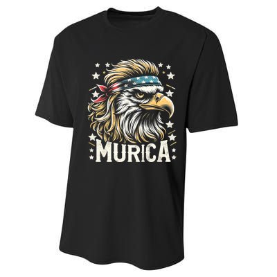 4th Of July Patriotic Funny Eagle July 4th Usa Murica Performance Sprint T-Shirt