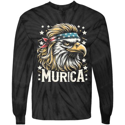 4th Of July Patriotic Funny Eagle July 4th Usa Murica Tie-Dye Long Sleeve Shirt