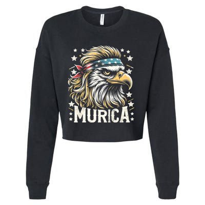 4th Of July Patriotic Funny Eagle July 4th Usa Murica Cropped Pullover Crew