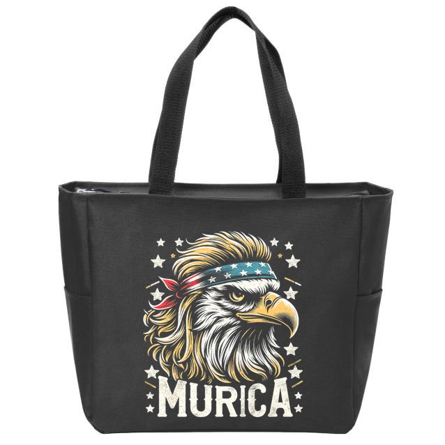 4th Of July Patriotic Funny Eagle July 4th Usa Murica Zip Tote Bag