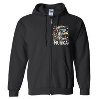 4th Of July Patriotic Funny Eagle July 4th Usa Murica Full Zip Hoodie