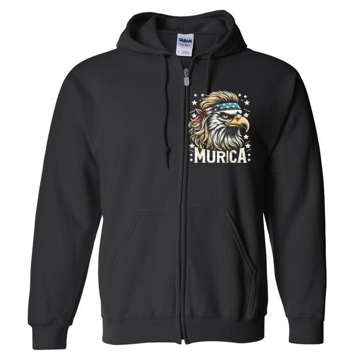 4th Of July Patriotic Funny Eagle July 4th Usa Murica Full Zip Hoodie