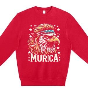 4th Of July Patriotic Funny Eagle July 4th Usa Murica Premium Crewneck Sweatshirt