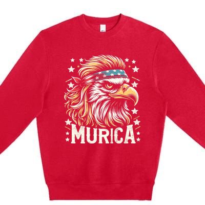 4th Of July Patriotic Funny Eagle July 4th Usa Murica Premium Crewneck Sweatshirt