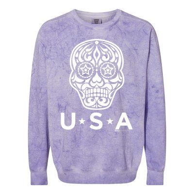 4th Of July Sugar Skull Gift Colorblast Crewneck Sweatshirt