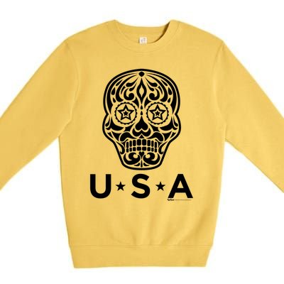 4th Of July Sugar Skull Gift Premium Crewneck Sweatshirt