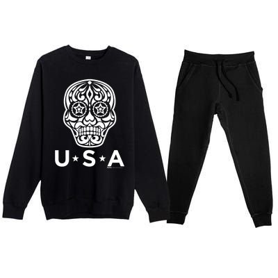 4th Of July Sugar Skull Gift Premium Crewneck Sweatsuit Set