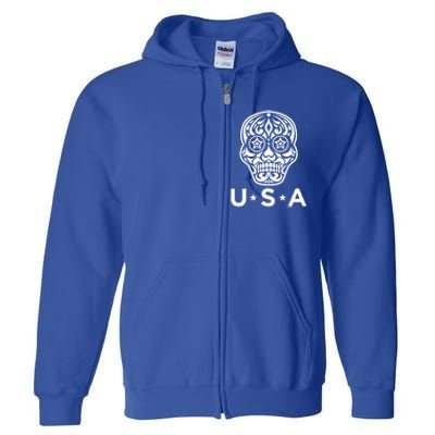 4th Of July Sugar Skull Gift Full Zip Hoodie