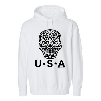 4th Of July Sugar Skull Gift Garment-Dyed Fleece Hoodie