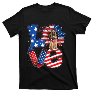 4th of July Decor Patriotic LOVE German Shepherd Dog USA T-Shirt