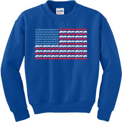 4th Of July American Heifer Patriotic Flag Cow Shepherd Gift Kids Sweatshirt