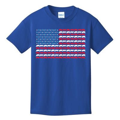 4th Of July American Heifer Patriotic Flag Cow Shepherd Gift Kids T-Shirt