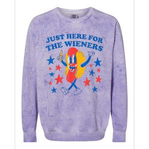 4Th Of July Hot Dog I'm Just Here For The Wieners Colorblast Crewneck Sweatshirt