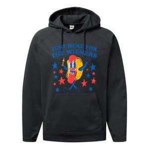 4Th Of July Hot Dog I'm Just Here For The Wieners Performance Fleece Hoodie