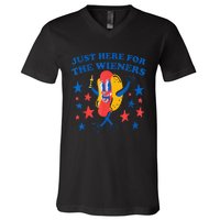 4Th Of July Hot Dog I'm Just Here For The Wieners V-Neck T-Shirt