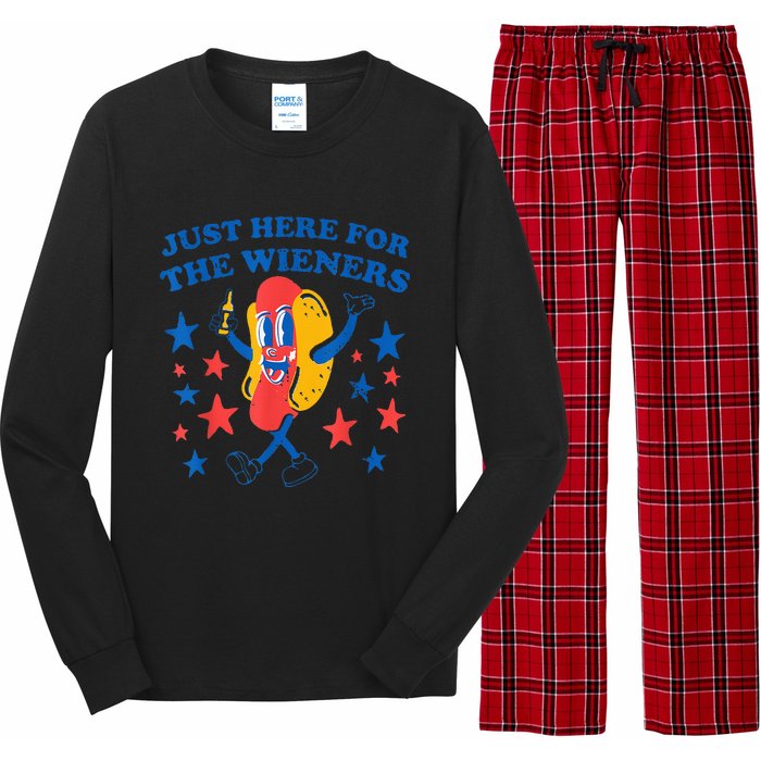 4Th Of July Hot Dog I'm Just Here For The Wieners Long Sleeve Pajama Set