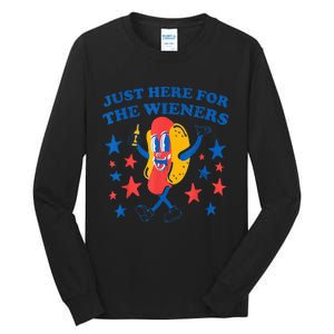 4Th Of July Hot Dog I'm Just Here For The Wieners Tall Long Sleeve T-Shirt