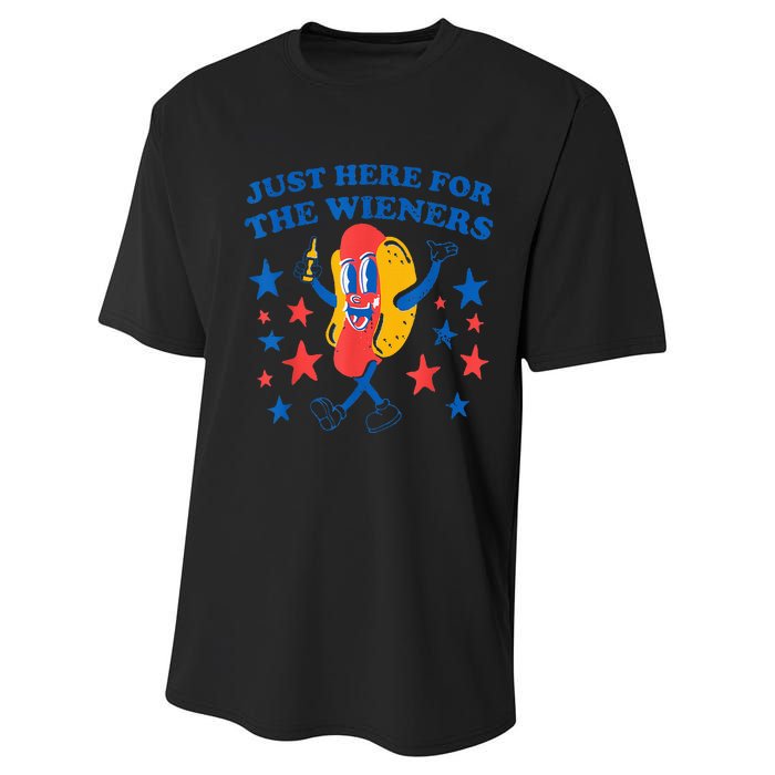 4Th Of July Hot Dog I'm Just Here For The Wieners Performance Sprint T-Shirt