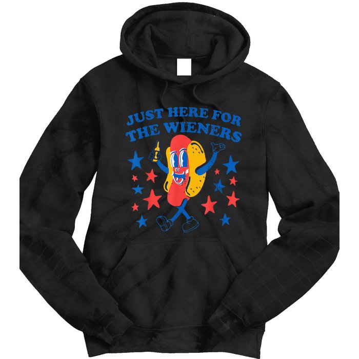 4Th Of July Hot Dog I'm Just Here For The Wieners Tie Dye Hoodie