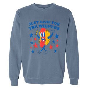 4Th Of July Hot Dog I'm Just Here For The Wieners Garment-Dyed Sweatshirt