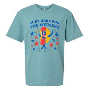 4Th Of July Hot Dog I'm Just Here For The Wieners Sueded Cloud Jersey T-Shirt