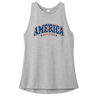 4th of july America Est 1776 4th july Ladies PosiCharge Tri-Blend Wicking Tank