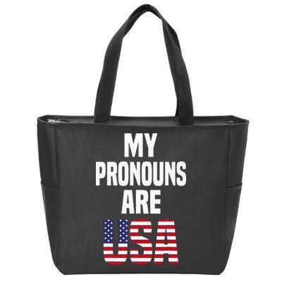 4th Of July Funny My Pronouns Are USA Zip Tote Bag