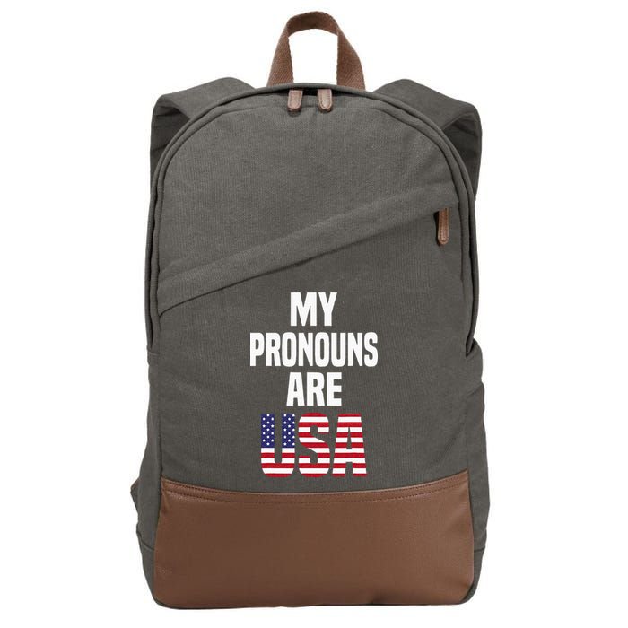 4th Of July Funny My Pronouns Are USA Cotton Canvas Backpack