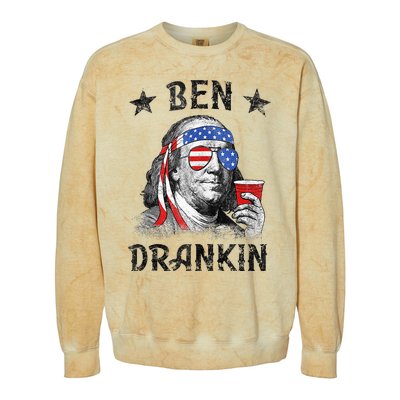 4th Of July For Men Ben Drankin Funny Beer Colorblast Crewneck Sweatshirt