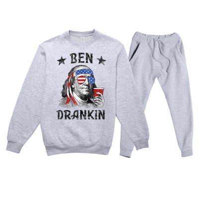 4th Of July For Men Ben Drankin Funny Beer Premium Crewneck Sweatsuit Set