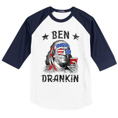 4th Of July For Men Ben Drankin Funny Beer Baseball Sleeve Shirt