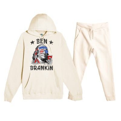 4th Of July For Men Ben Drankin Funny Beer Premium Hooded Sweatsuit Set