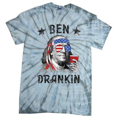 4th Of July For Men Ben Drankin Funny Beer Tie-Dye T-Shirt