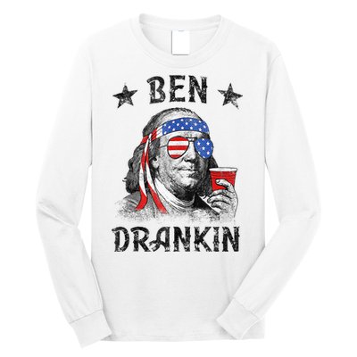 4th Of July For Men Ben Drankin Funny Beer Long Sleeve Shirt