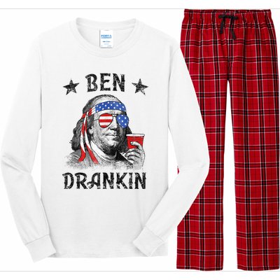 4th Of July For Men Ben Drankin Funny Beer Long Sleeve Pajama Set