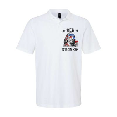 4th Of July For Men Ben Drankin Funny Beer Softstyle Adult Sport Polo