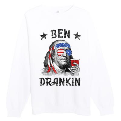 4th Of July For Men Ben Drankin Funny Beer Premium Crewneck Sweatshirt