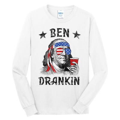 4th Of July For Men Ben Drankin Funny Beer Tall Long Sleeve T-Shirt