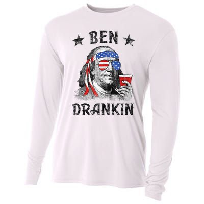 4th Of July For Men Ben Drankin Funny Beer Cooling Performance Long Sleeve Crew