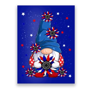 4th Of July American Flag Gnome Lover Sunflower Gift Poster