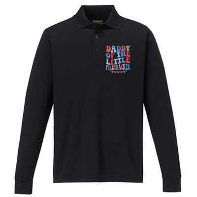 4th Of July Birthday Dad Daddy Of The Little Firecracker T Gift Performance Long Sleeve Polo