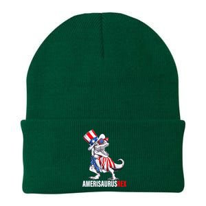 4th Of July T Rex Dinosaur Amerisaurus Rex Knit Cap Winter Beanie