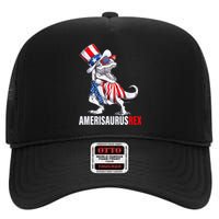 4th Of July T Rex Dinosaur Amerisaurus Rex High Crown Mesh Back Trucker Hat